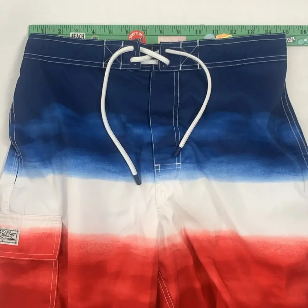 Board Shorts Swim Mesh Liner Red White Blue Polo‎ Ralph Lauren Men's Size Medium